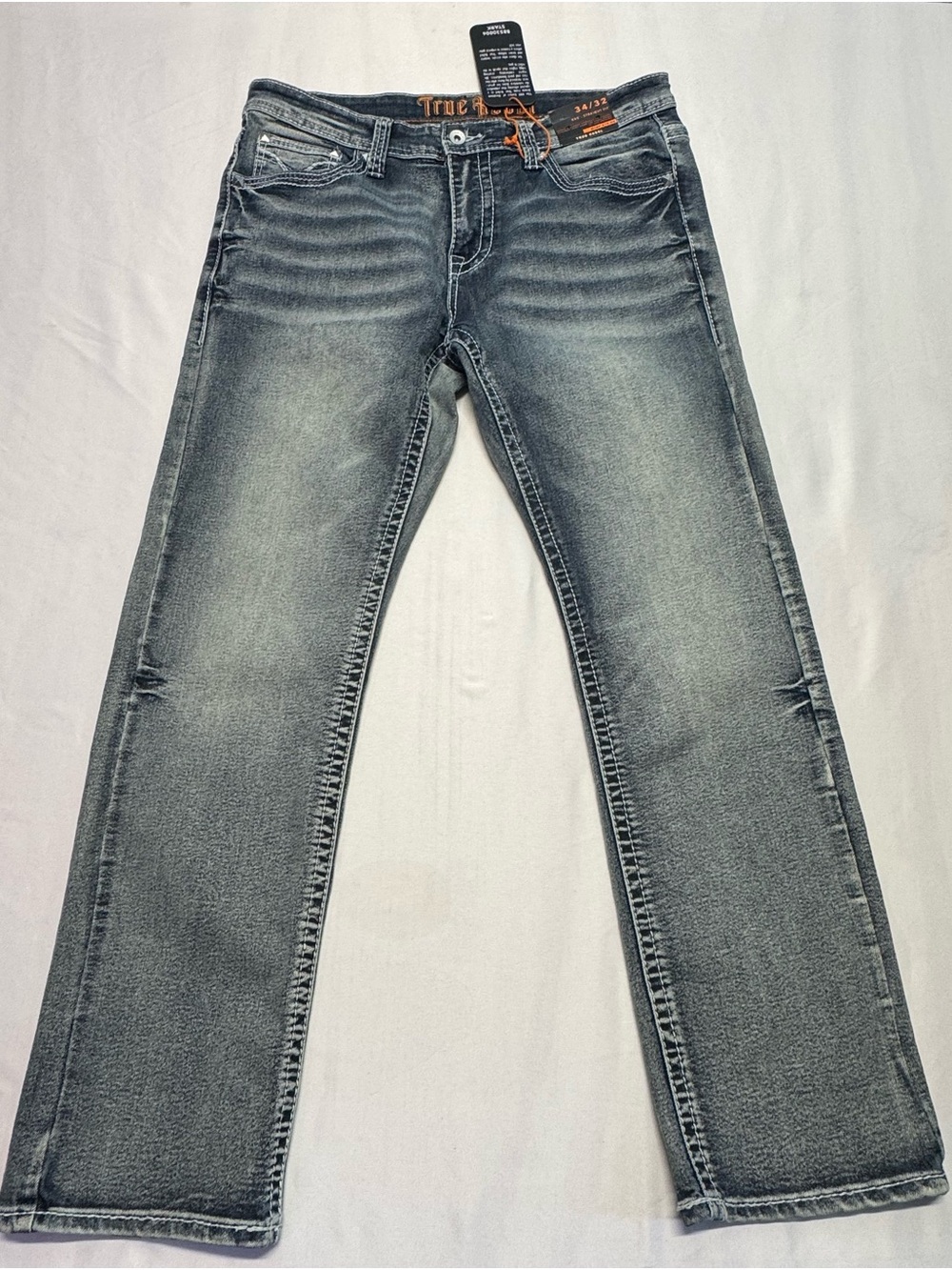 True Religion Men’s Gray Straight Jeans - Washed Finish